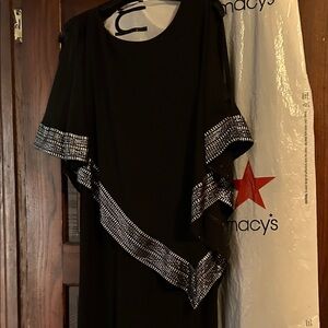 SLNY Elegant Black Pant suit one piece with White Accents